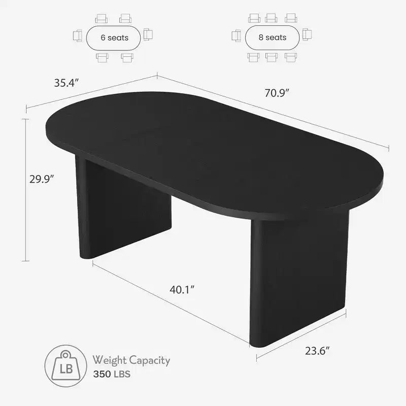 Table à manger ovale de 70,8 pouces pour 6-8 personnes, grande table de cuisine avec base en bois épaisse et robuste, table de salle à manger de style ferme pour la cuisine