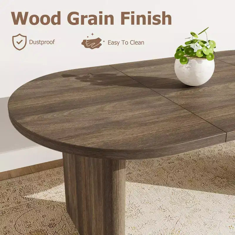 Table à manger ovale de 70,8 pouces pour 6-8 personnes, grande table de cuisine avec base en bois épaisse et robuste, table de salle à manger de style ferme pour la cuisine
