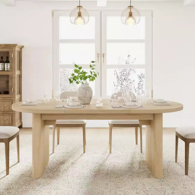 Table à manger ovale de 70,8 pouces pour 6-8 personnes, grande table de cuisine avec base en bois épaisse et robuste, table de salle à manger de style ferme pour la cuisine