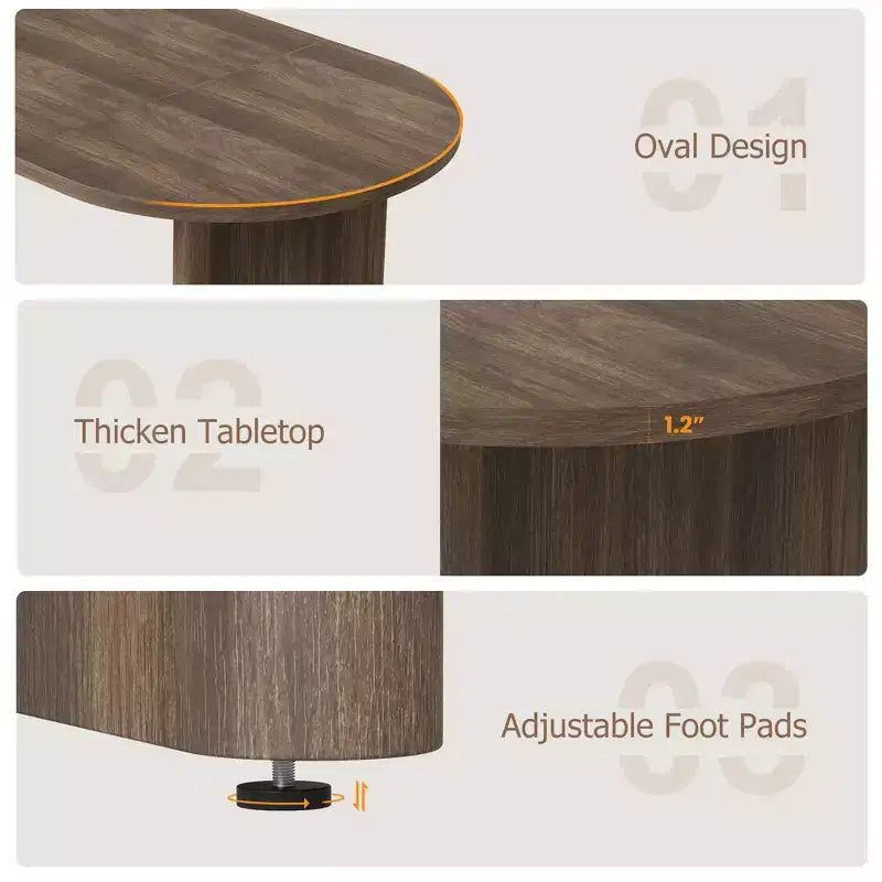 Table à manger ovale de 70,8 pouces pour 6-8 personnes, grande table de cuisine avec base en bois épaisse et robuste, table de salle à manger de style ferme pour la cuisine