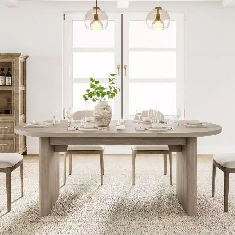 Table à manger ovale de 70,8 pouces pour 6-8 personnes, grande table de cuisine avec base en bois épaisse et robuste, table de salle à manger de style ferme pour la cuisine