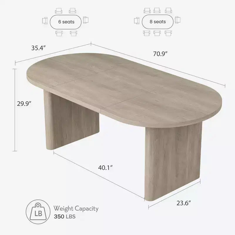 Table à manger ovale de 70,8 pouces pour 6-8 personnes, grande table de cuisine avec base en bois épaisse et robuste, table de salle à manger de style ferme pour la cuisine