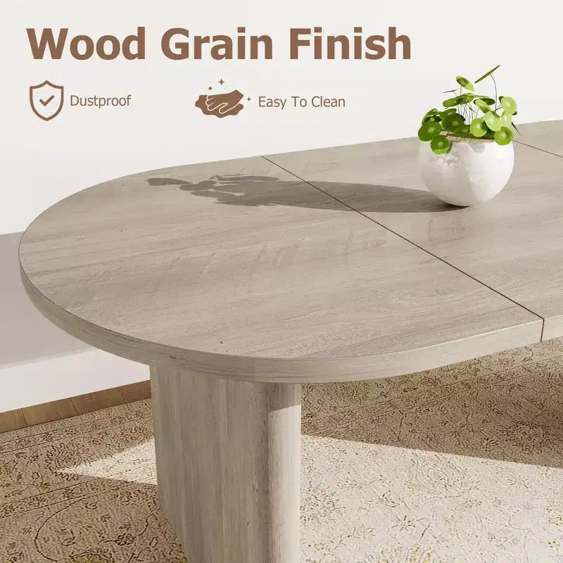 Table à manger ovale de 70,8 pouces pour 6-8 personnes, grande table de cuisine avec base en bois épaisse et robuste, table de salle à manger de style ferme pour la cuisine
