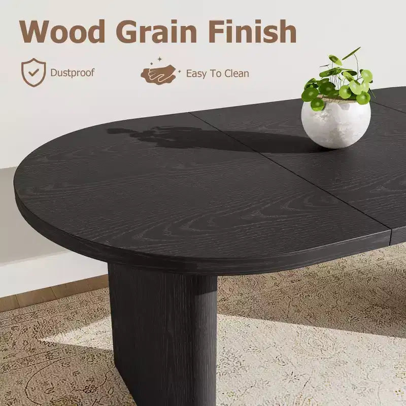Table à manger ovale de 70,8 pouces pour 6-8 personnes, grande table de cuisine avec base en bois épaisse et robuste, table de salle à manger de style ferme pour la cuisine