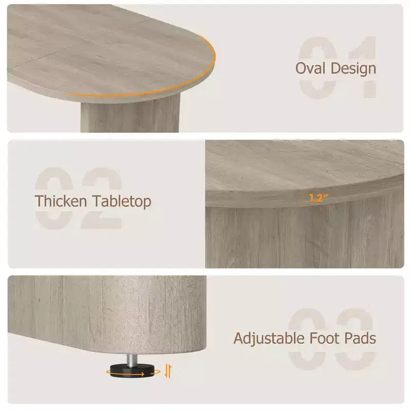 Table à manger ovale de 70,8 pouces pour 6-8 personnes, grande table de cuisine avec base en bois épaisse et robuste, table de salle à manger de style ferme pour la cuisine