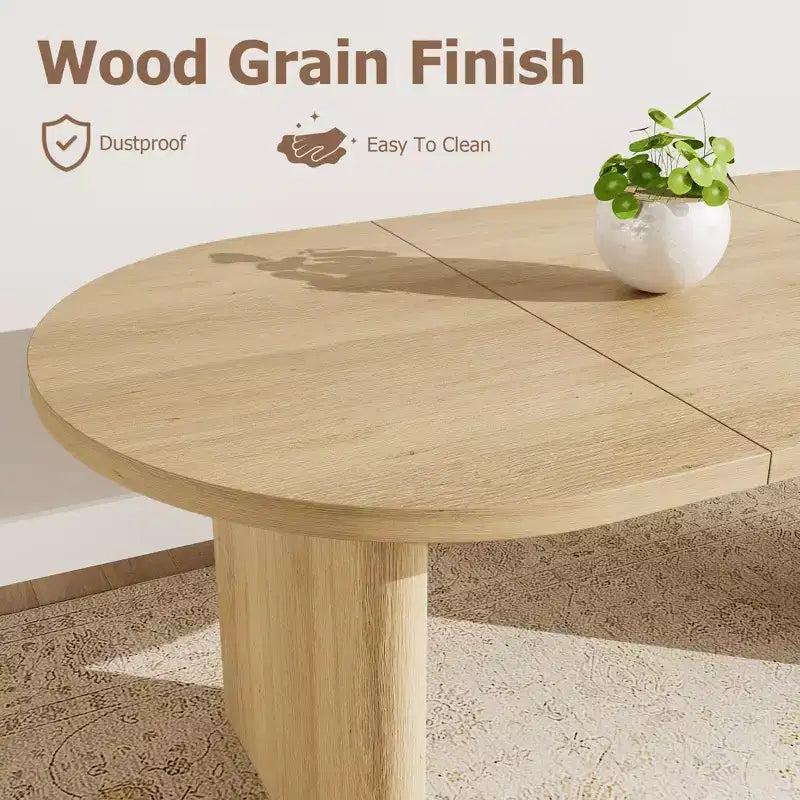Table à manger ovale de 70,8 pouces pour 6-8 personnes, grande table de cuisine avec base en bois épaisse et robuste, table de salle à manger de style ferme pour la cuisine