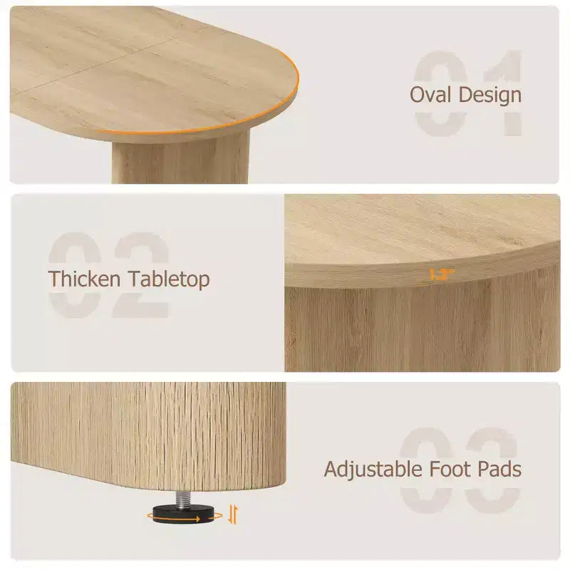 Table à manger ovale de 70,8 pouces pour 6-8 personnes, grande table de cuisine avec base en bois épaisse et robuste, table de salle à manger de style ferme pour la cuisine