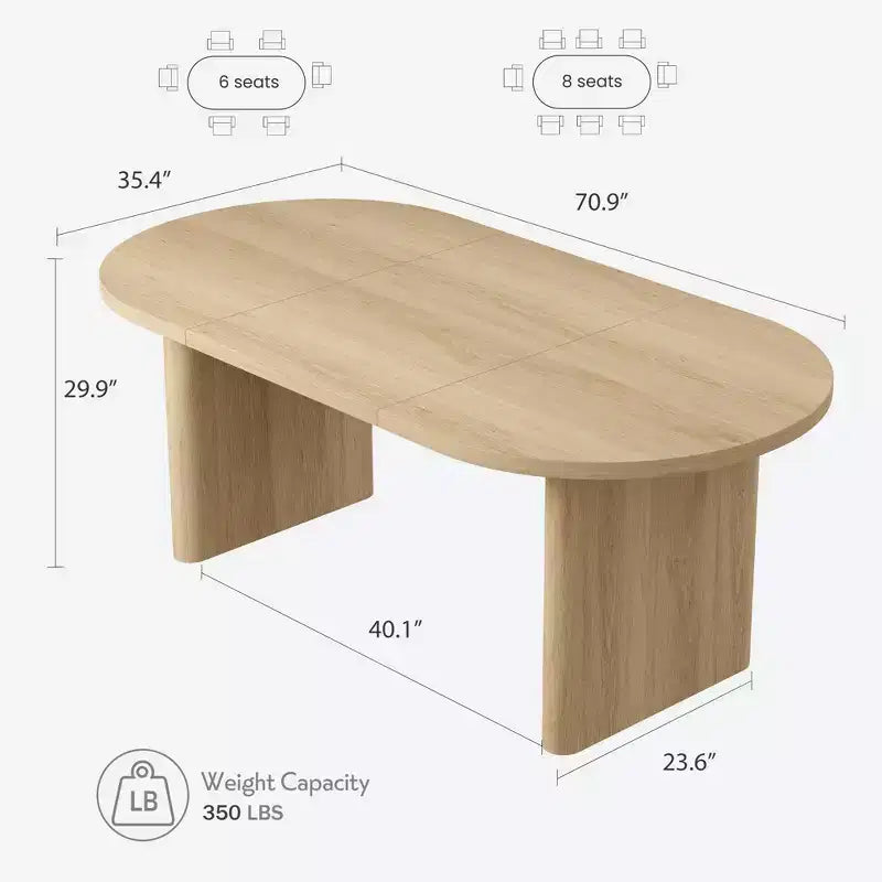 Table à manger ovale de 70,8 pouces pour 6-8 personnes, grande table de cuisine avec base en bois épaisse et robuste, table de salle à manger de style ferme pour la cuisine