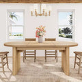 70.8 Inch Oval Dining Table for 6-8 People, Long Large Kitchen Table with Thick Sturdy Wooden Base, Farmhouse Dining Room Table for Kitchen