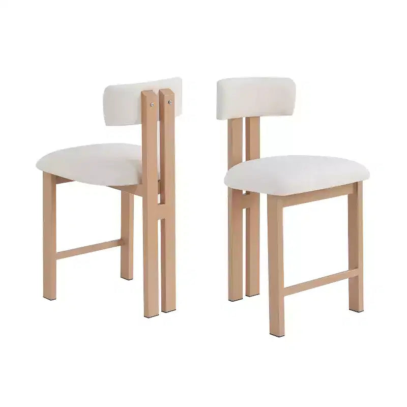Tabourets de comptoir rembourrés avec dossier bas, finition bois clair, de style moderne, 26,5 po (ensemble de 2)