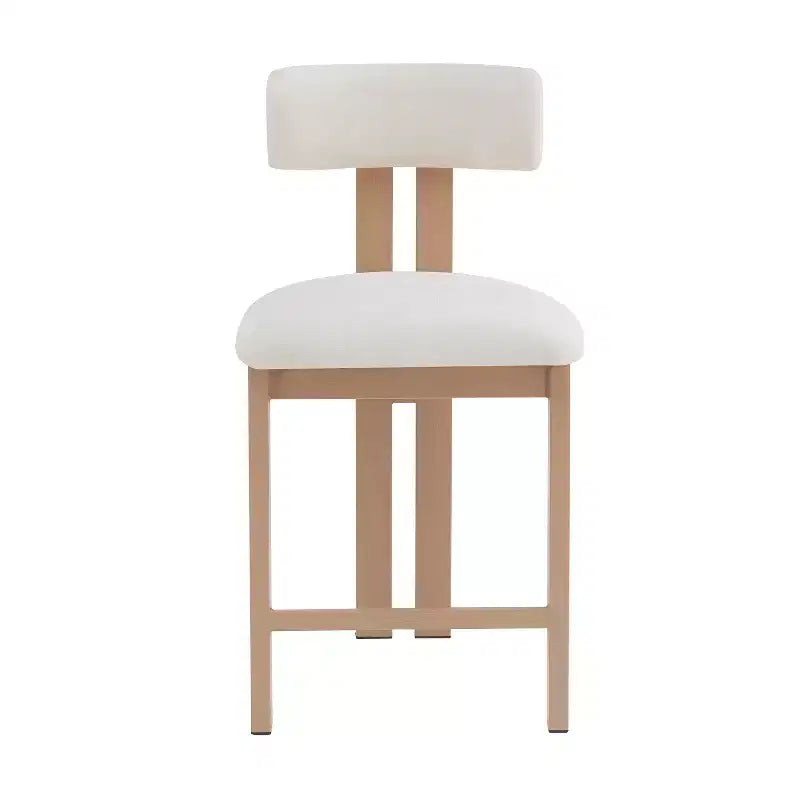 Tabourets de comptoir rembourrés avec dossier bas, finition bois clair, de style moderne, 26,5 po (ensemble de 2)