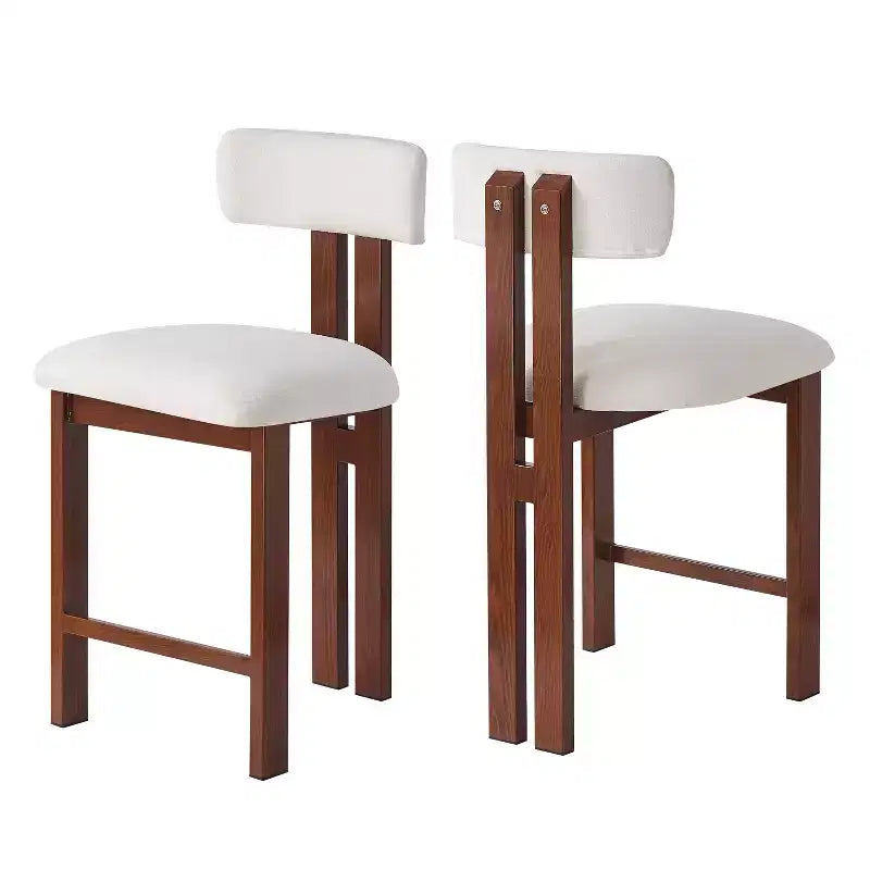 Tabourets de comptoir rembourrés avec dossier bas, finition bois clair, de style moderne, 26,5 po (ensemble de 2)