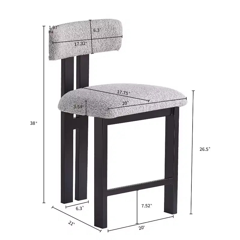 Tabourets de comptoir rembourrés avec dossier bas, finition bois clair, de style moderne, 26,5 po (ensemble de 2)