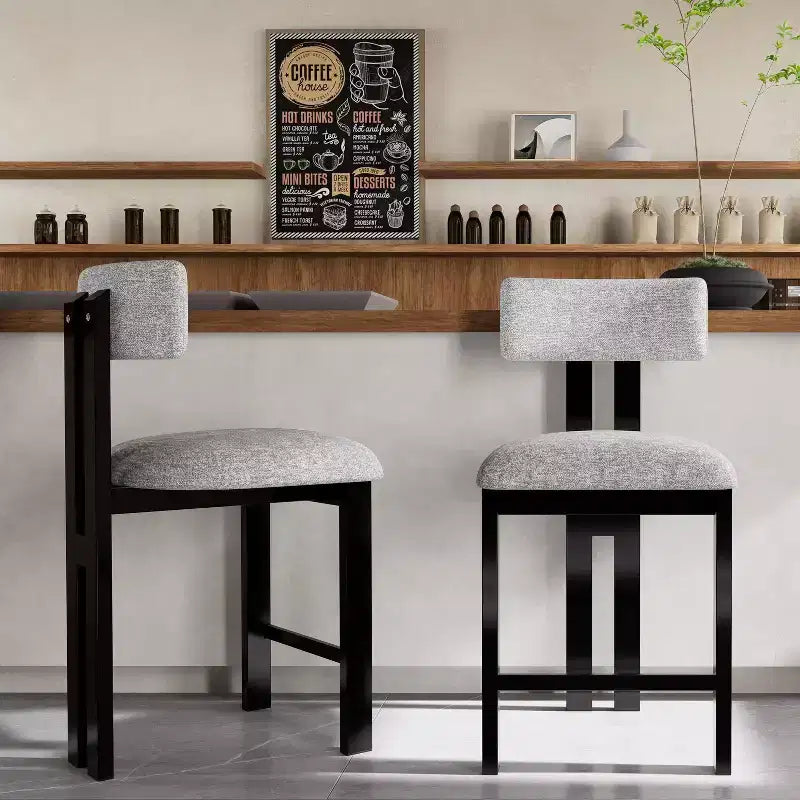 Christopher Knight Home Modern 26.5 Faux Wood Finish Upholstered Counter stools with Low Back (Set of 2)