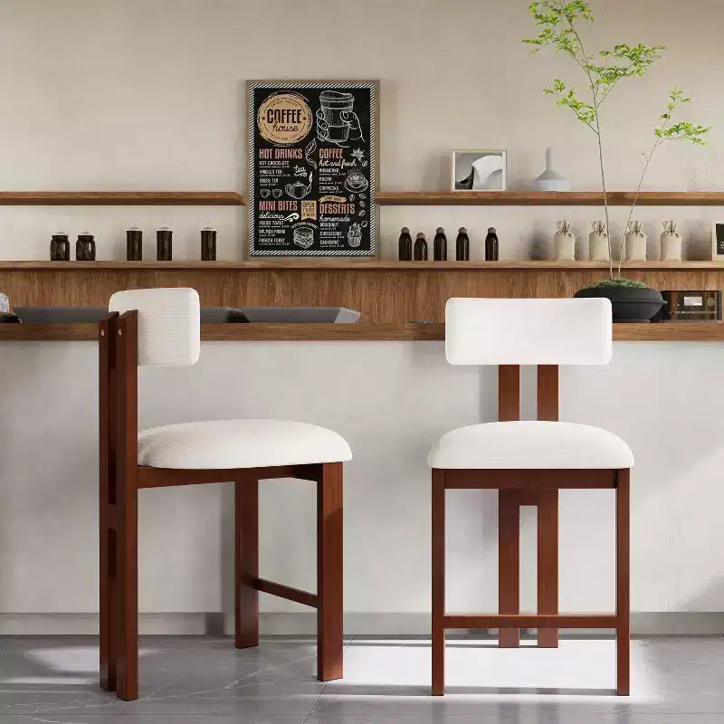 Tabourets de comptoir rembourrés avec dossier bas, finition bois clair, de style moderne, 26,5 po (ensemble de 2)