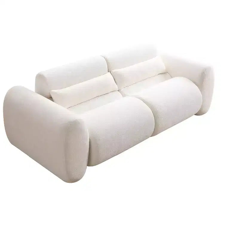 Canapé 3 places moderne en bouclé avec accoudoirs arrondis