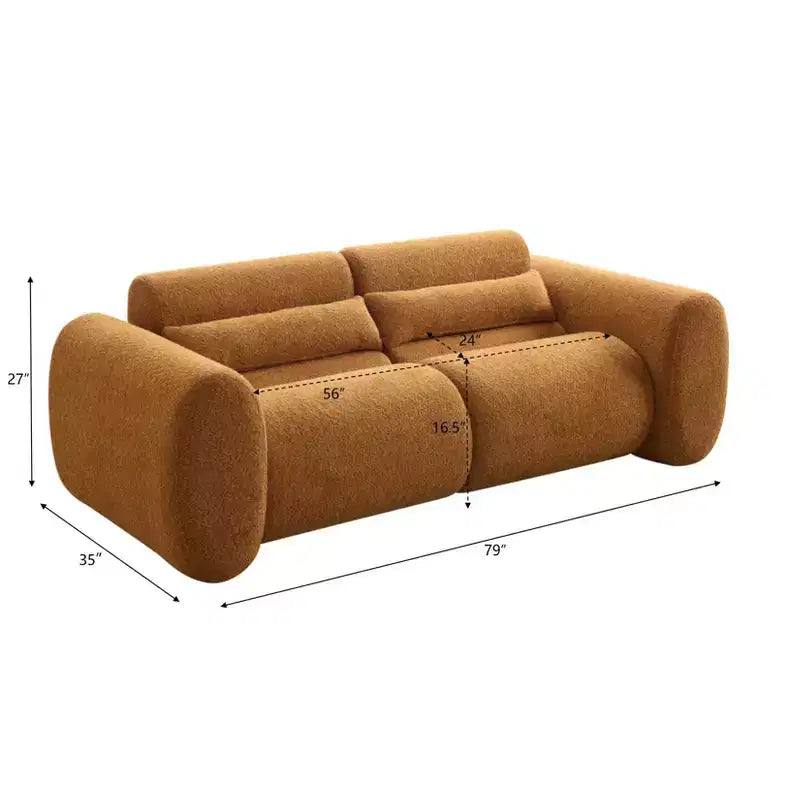 Canapé 3 places moderne en bouclé avec accoudoirs arrondis