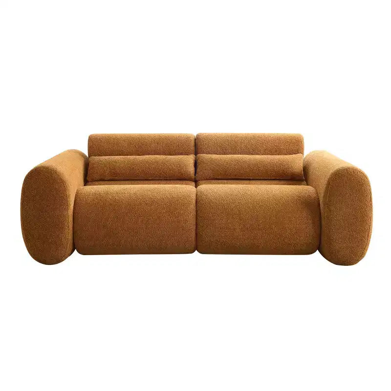 Canapé 3 places moderne en bouclé avec accoudoirs arrondis