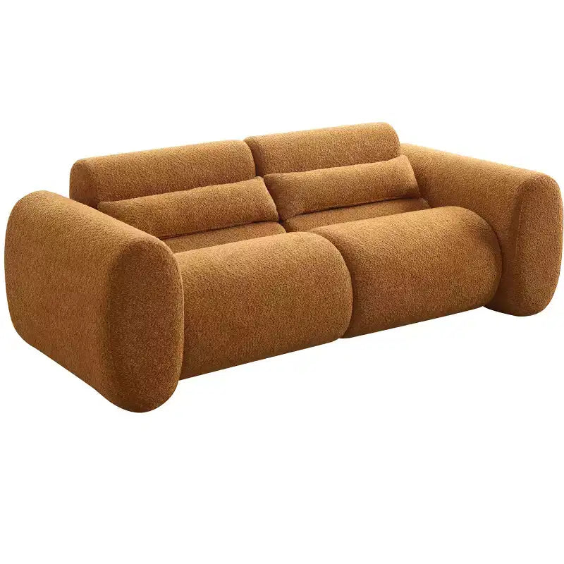 Canapé 3 places moderne en bouclé avec accoudoirs arrondis