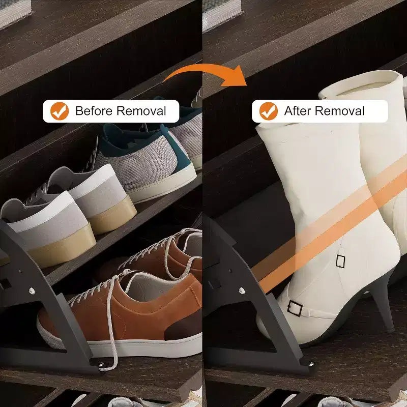 Meuble à chaussures en bois autoportant avec 2 tiroirs basculants, Organisateur de chaussures moderne et étroit en forme de vague avec étagères réglables, pour entrée, salon, couloir
