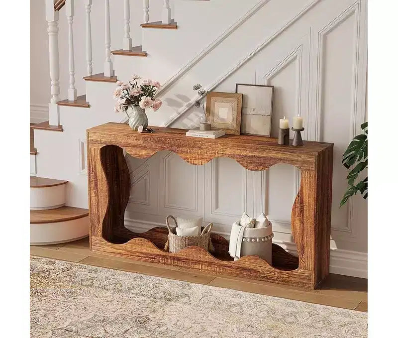 Console de ferme de 160 cm avec entrée, table de canapé derrière le canapé, console étroite, meuble de couloir pour salon