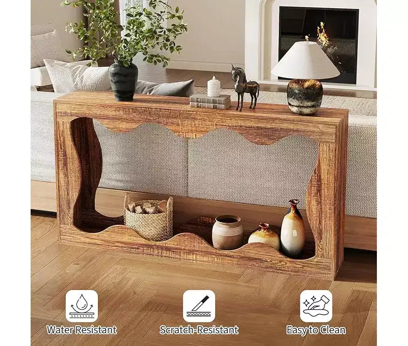Console de ferme de 160 cm avec entrée, table de canapé derrière le canapé, console étroite, meuble de couloir pour salon