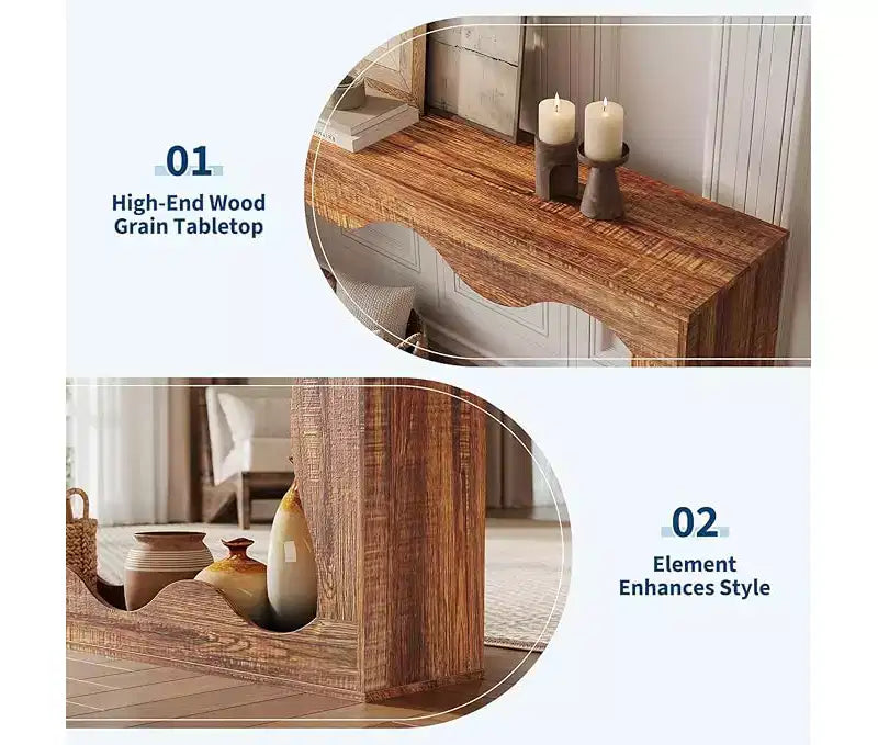 Console de ferme de 160 cm avec entrée, table de canapé derrière le canapé, console étroite, meuble de couloir pour salon