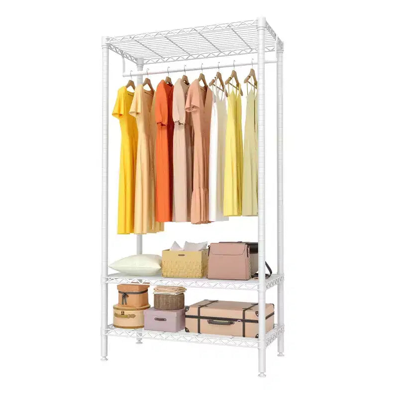 COZONY Heavy-Duty Freestanding Clothing Rack with Adjustable Shelves, Metal Wardrobe Storage Organizer for Bedroom or Laundry Room