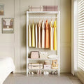 Portant à vêtements autoportant robuste avec étagères réglables, organisateur de rangement de garde-robe en métal pour chambre ou buanderie