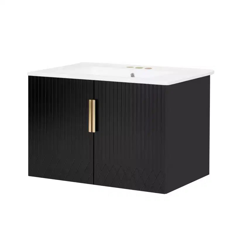 Meuble-lavabo de salle de bain mural 30 pouces avec rangement, meuble de salle de bain en bois avec portes à fermeture douce