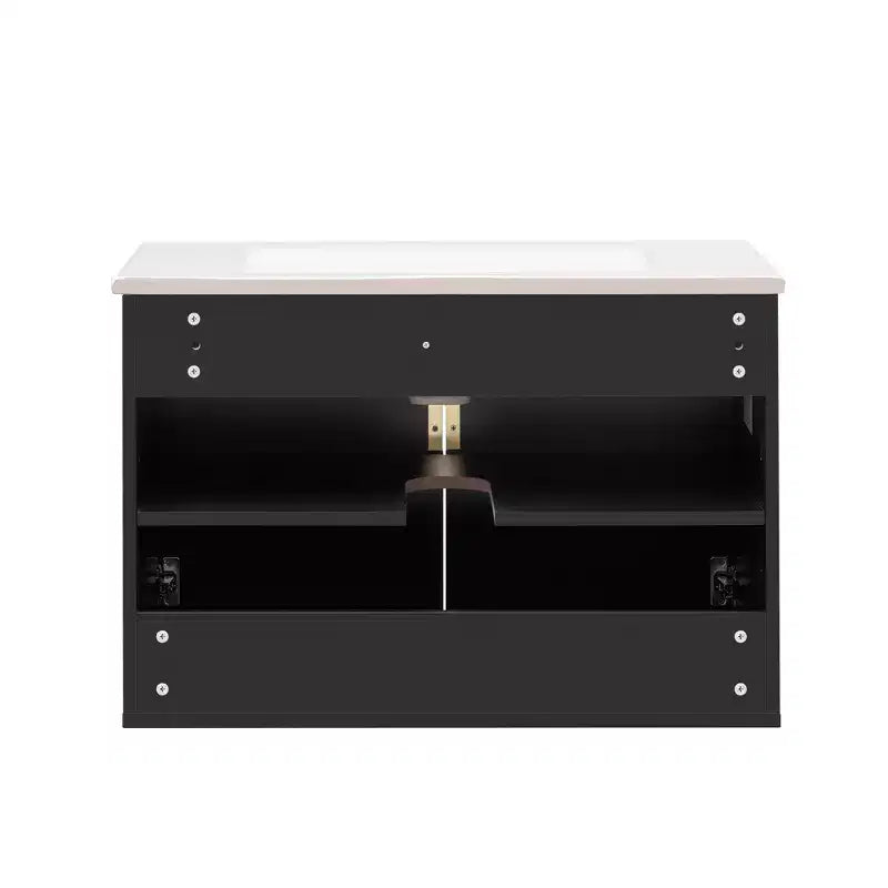 Meuble-lavabo de salle de bain mural 30 pouces avec rangement, meuble de salle de bain en bois avec portes à fermeture douce