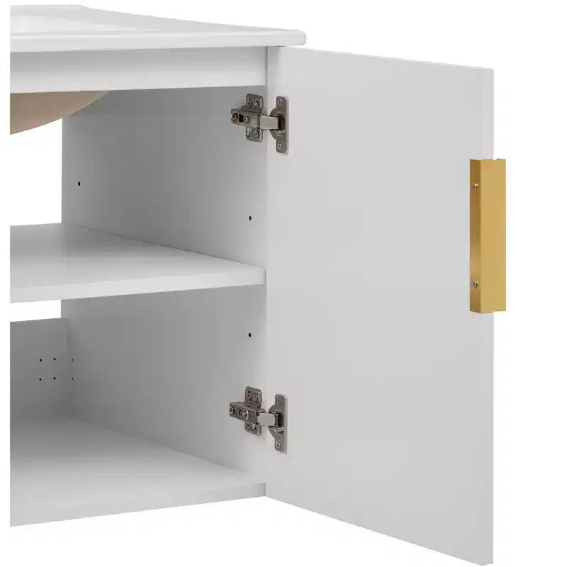 Meuble-lavabo de salle de bain mural 30 pouces avec rangement, meuble de salle de bain en bois avec portes à fermeture douce