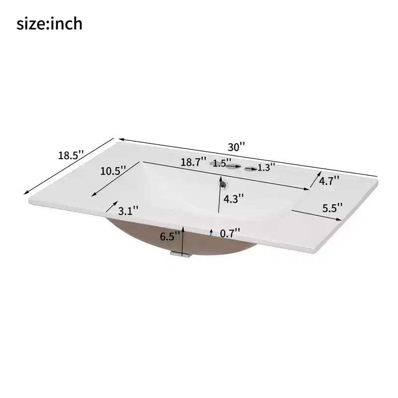Meuble-lavabo de salle de bain mural 30 pouces avec rangement, meuble de salle de bain en bois avec portes à fermeture douce