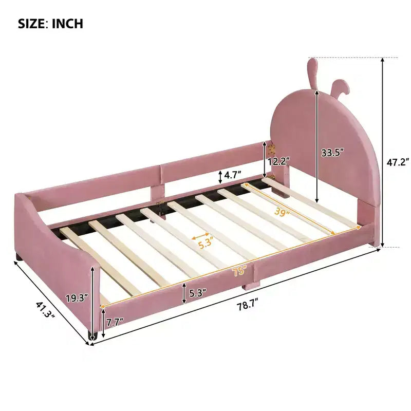 Cadre de lit plateforme moderne et élégant avec tête de lit, lit de repos rembourré pour chambre à coucher, chambre d'enfant