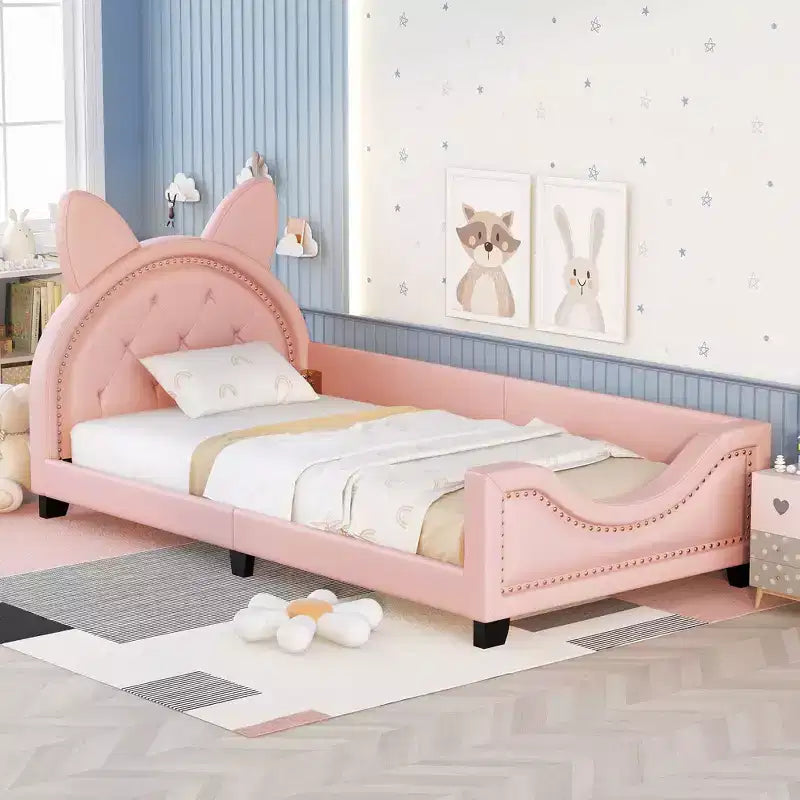 Cadre de lit plateforme moderne et élégant avec tête de lit, lit de repos rembourré pour chambre à coucher, chambre d'enfant