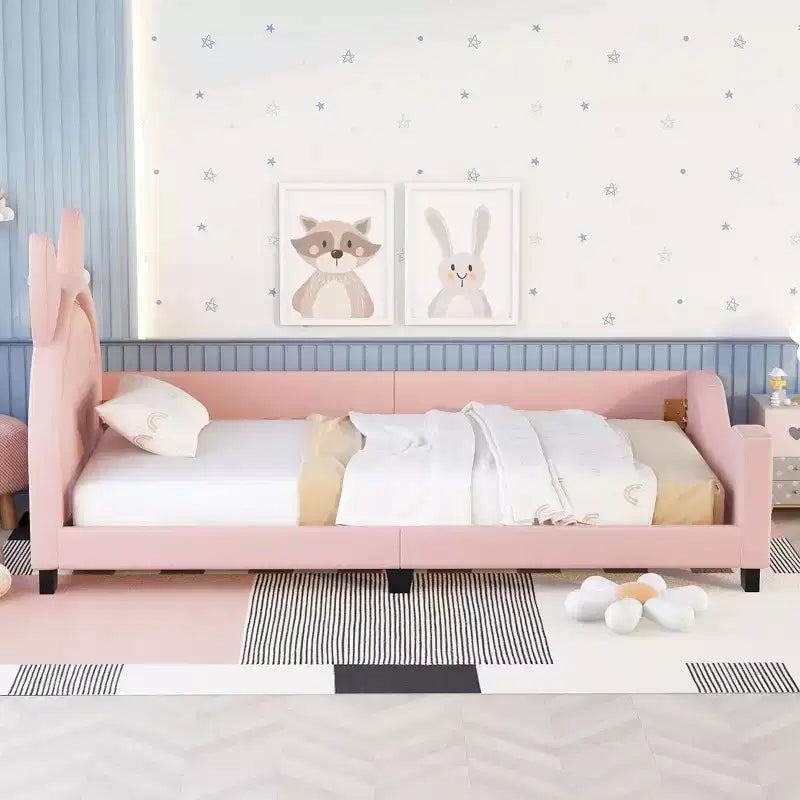 Cadre de lit plateforme moderne et élégant avec tête de lit, lit de repos rembourré pour chambre à coucher, chambre d'enfant
