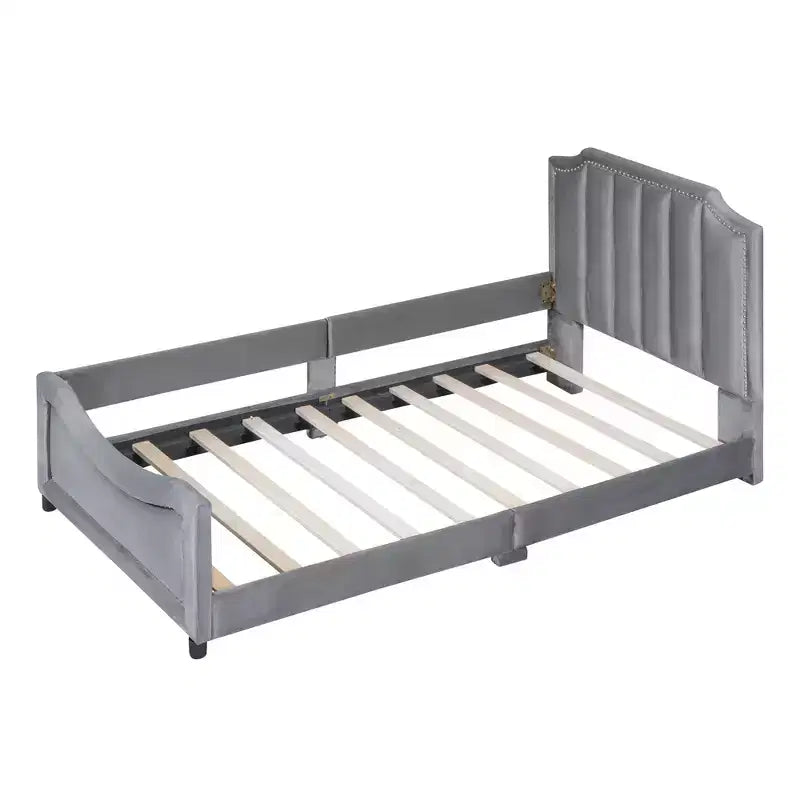 Cadre de lit plateforme moderne et élégant avec tête de lit, lit de repos rembourré pour chambre à coucher, chambre d'enfant
