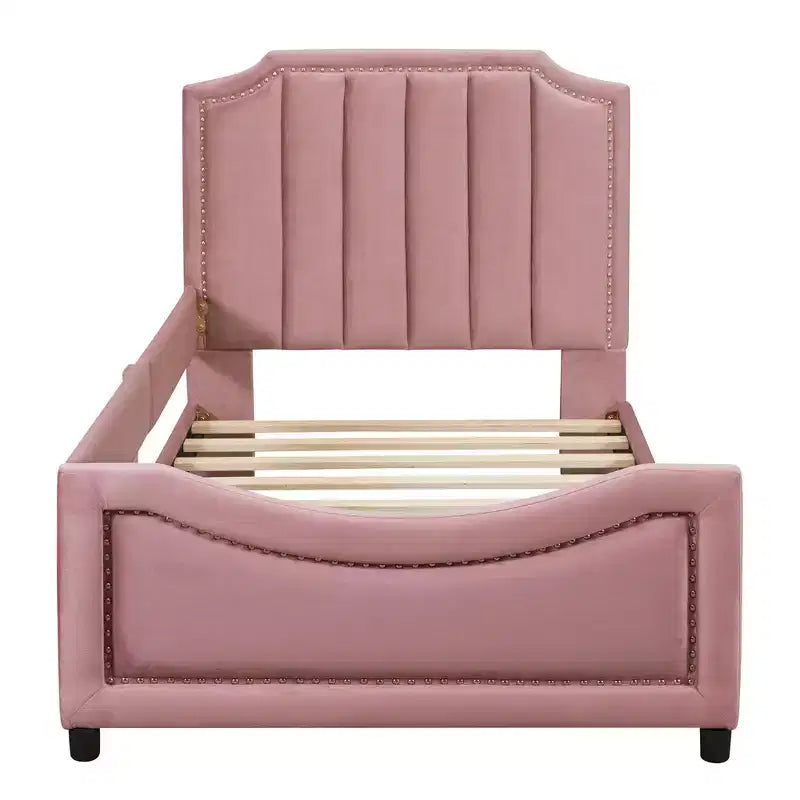 Cadre de lit plateforme moderne et élégant avec tête de lit, lit de repos rembourré pour chambre à coucher, chambre d'enfant