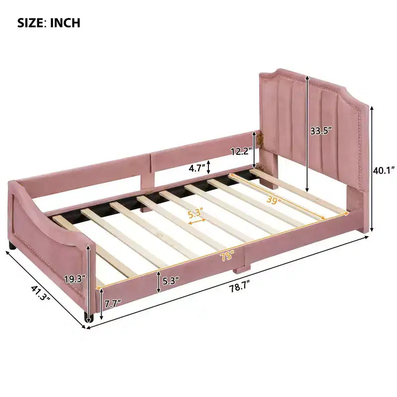 Cadre de lit plateforme moderne et élégant avec tête de lit, lit de repos rembourré pour chambre à coucher, chambre d'enfant
