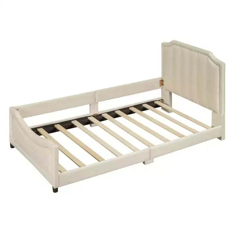 Cadre de lit plateforme moderne et élégant avec tête de lit, lit de repos rembourré pour chambre à coucher, chambre d'enfant