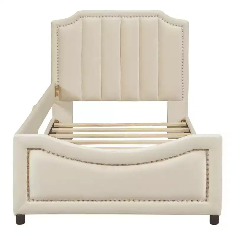 Cadre de lit plateforme moderne et élégant avec tête de lit, lit de repos rembourré pour chambre à coucher, chambre d'enfant
