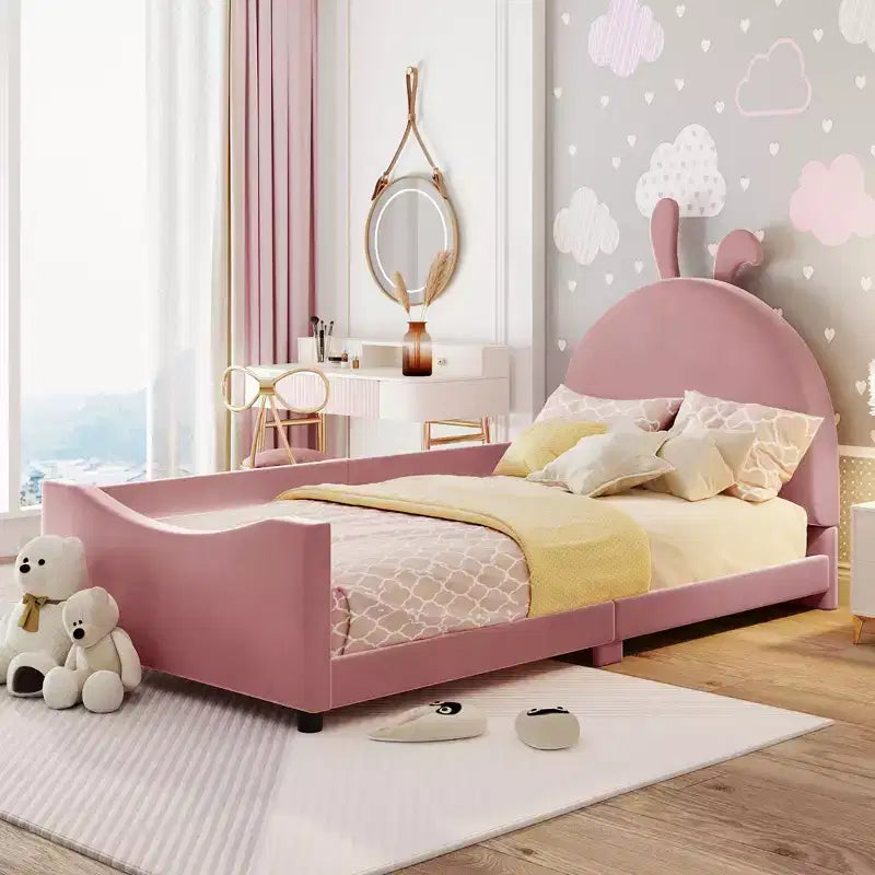 Cadre de lit plateforme moderne et élégant avec tête de lit, lit de repos rembourré pour chambre à coucher, chambre d'enfant