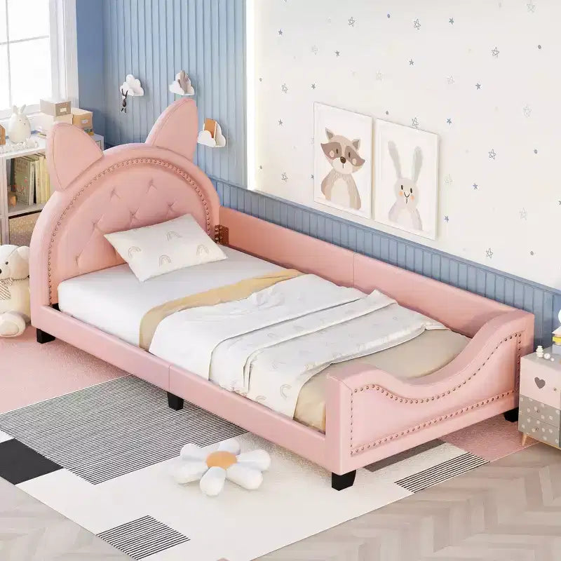 Cadre de lit plateforme moderne et élégant avec tête de lit, lit de repos rembourré pour chambre à coucher, chambre d'enfant