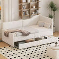 Lit plateforme moderne double en forme de L avec tiroirs de rangement, lit de repos rembourré pour chambre à coucher, chambre d'enfant