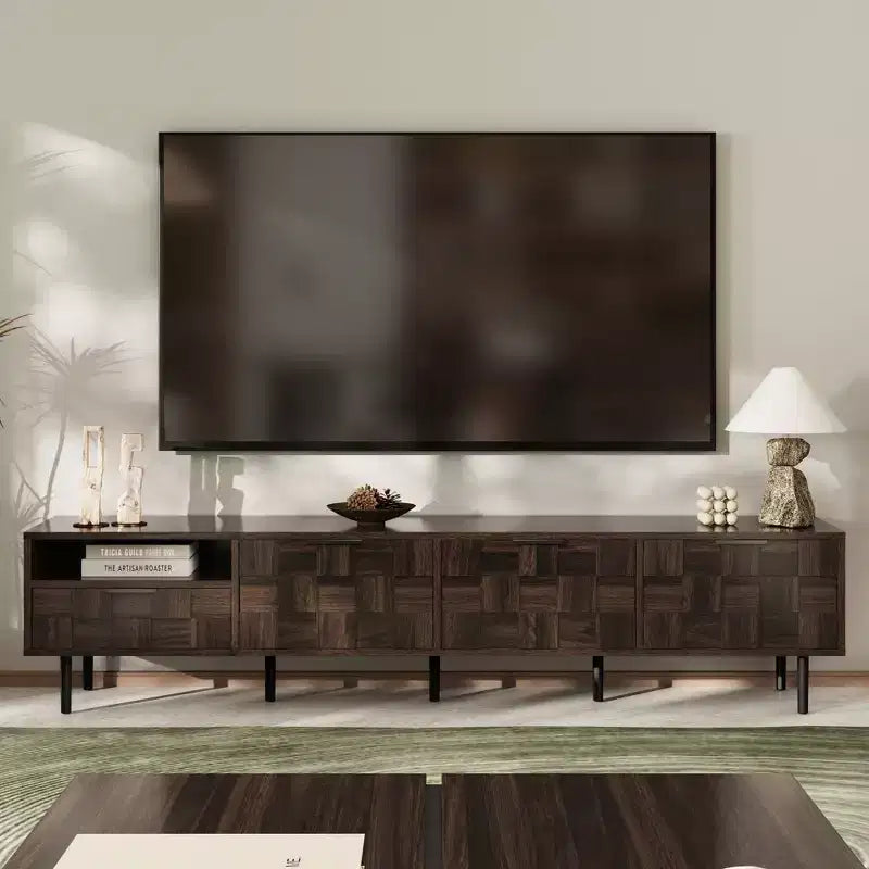 78.7 Inch Walnut TV Stand for 65+ Inches TVs TV Console with Storage Cabinets for Living Room