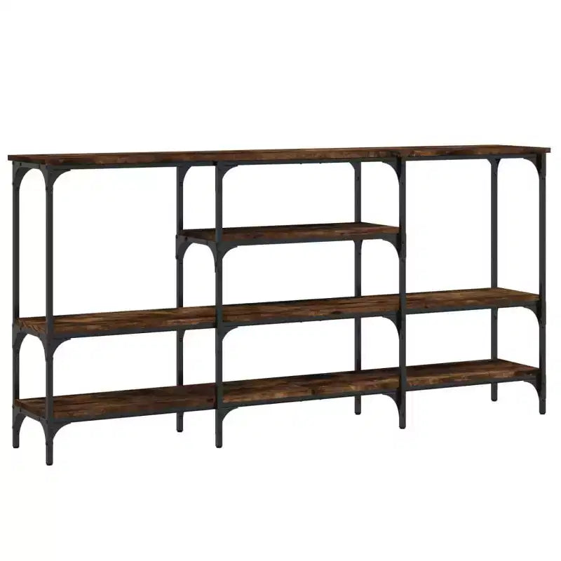 vidaXL Console Table Smoked oak Engineered wood, metal 63.0x11.4x31.5 in