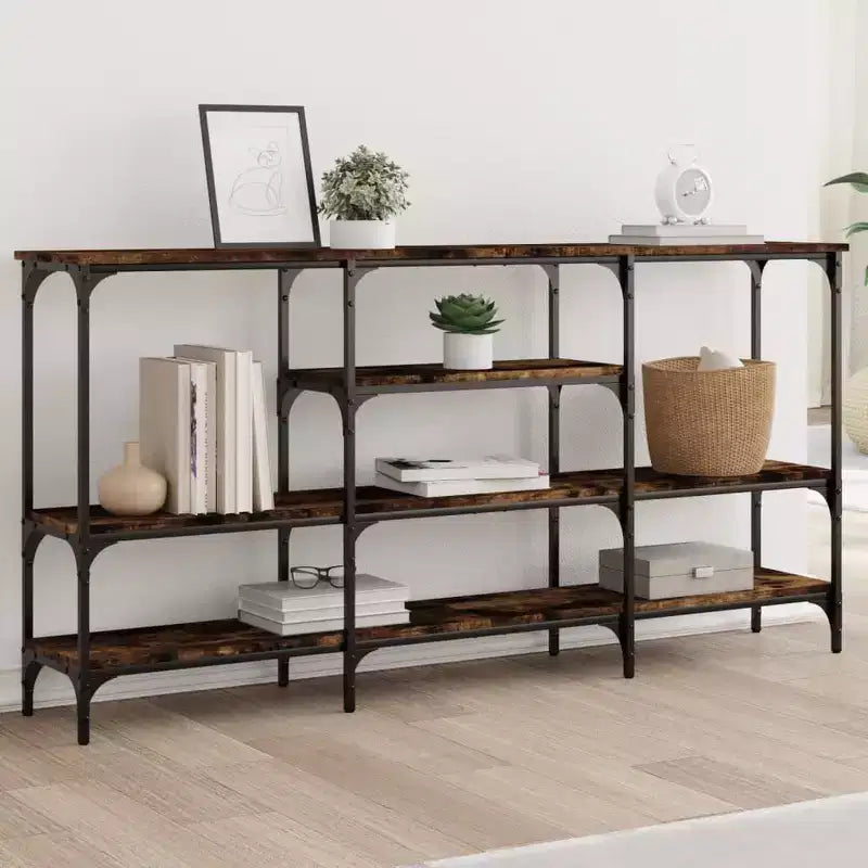 Console Chêne fumé Bois d'ingénierie, métal 160.0x29.0x80.0 cm