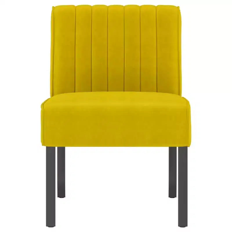 Chaise basse velours jaune