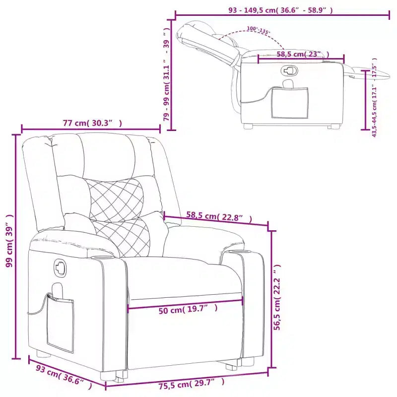 Fauteuil inclinable de massage électrique en similicuir