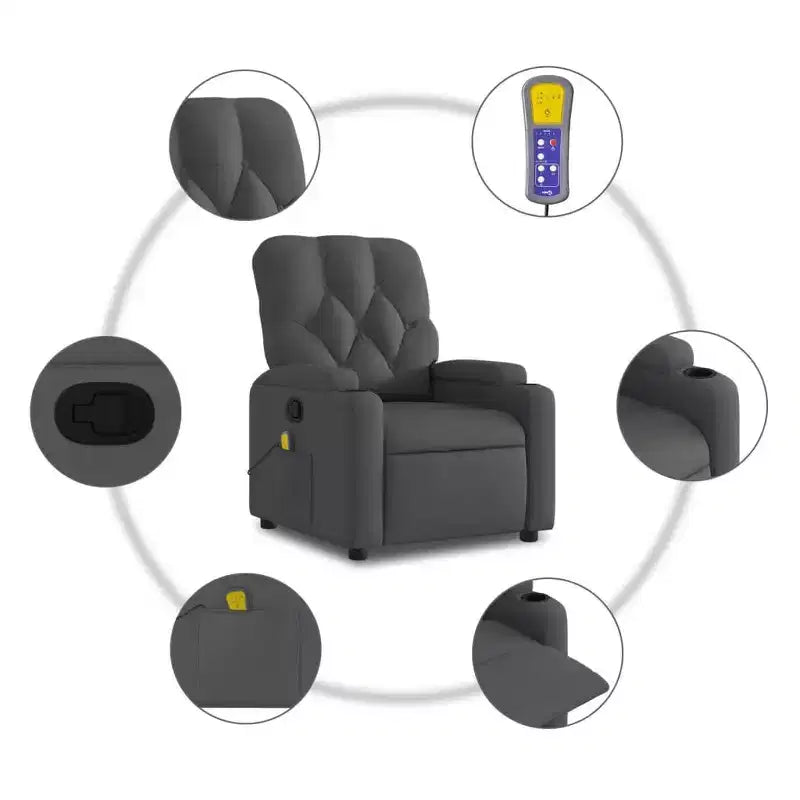 Fauteuil inclinable de massage avec oreilles, réglable, en velours